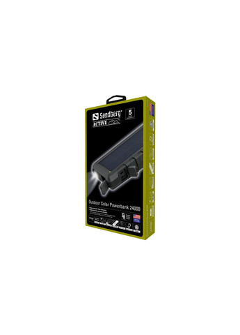 Батарея універсальна 24000mAh, Outdoor, Solar panel:2W/400mA, flashlight, QC/3.0, USB-C, USB-A (420-38) Sandberg (257257323)