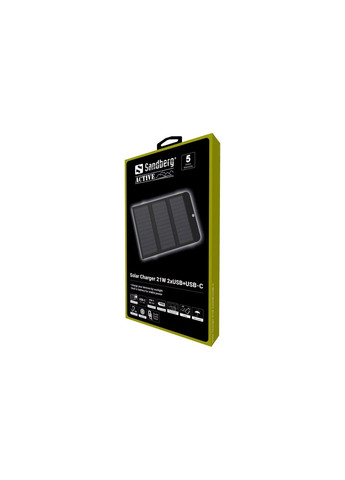 Батарея универсальная 10000mAh, Solar Charger 21W, PD/18W, QC/3.0, USB-C, USB-A*2 (420-55) Sandberg