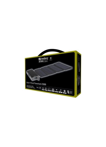 Батарея универсальная 25000mAh, Solar 4-Panel/8W, USB-C input/output(18W max), USB-A*2/3A(Max) (420-56) Sandberg