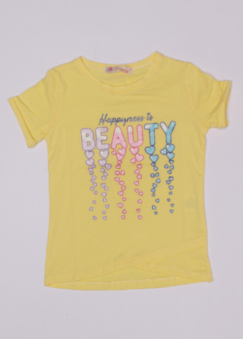 Желтая летняя футболка для девочки Pengim