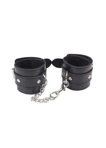 Наручники на ланцюжку та хутром усередині Obey Me Leather Hand Cuffs Chisa (257235616)