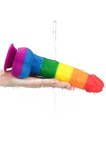 Фаллоимитатор на присоске радужный LGBT Prider Dildo 9.0 Lovetoy (257235836)