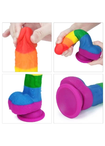 Фалоімітатор на присосці райдужний LGBT Prider Dildo 8.0 Lovetoy (257235892)