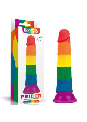 Фаллоимитатор на присоске радужный LGBT Prider Dildo 7.0 Lovetoy (257235874)