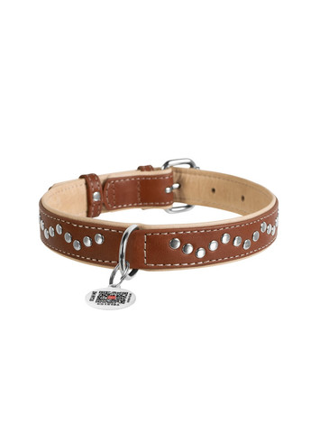 Стильный ошейник для собак кожаный с QR паспортом, металлические украшения L WAUDOG (257250537)