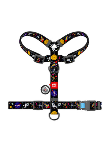 Підтримуюча шлейка для собак анатомічна H-подібна з QR-паспортом, малюнок "NASA" L WAUDOG (257249620)