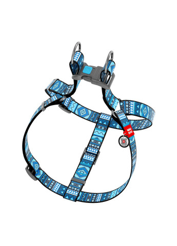 Підтримуюча шлейка для собак анатомічна з QR паспортом, малюнок "Етно синій" S WAUDOG (257248651)