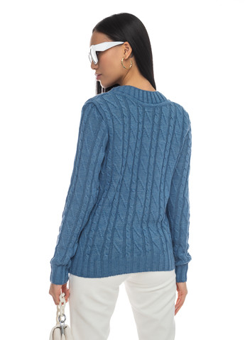 Блакитний светр з v-подібним коміром SVTR