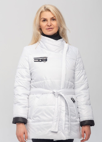 Белая демисезонная демисезонная женская куртка мартина с поясом MioRichi
