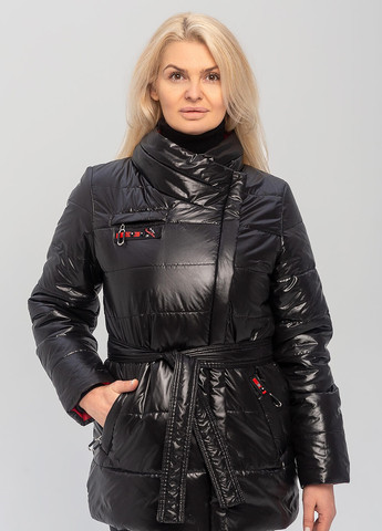 Черная демисезонная демисезонная женская куртка мартина с поясом MioRichi