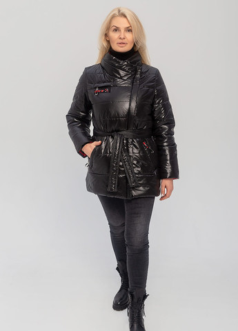 Чорна демісезонна жіноча демісезонна куртка мартіна з поясом MioRichi