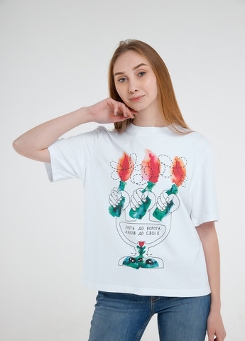 Женская футболка Драшкаба- белая Злость до врага, M Зерно (257271985)