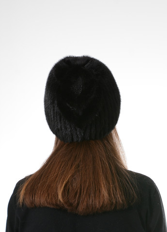 В'язана жіноча біні шапка з натурального хутра норки Меховой Стиль листок (257271853)