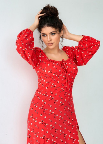 Красное коктейльное платье FashionYouWant с цветочным принтом