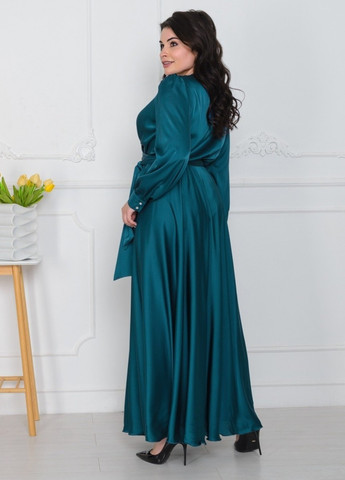 Смарагдова вечірня плаття а-силует, на запах JadFashion однотонна