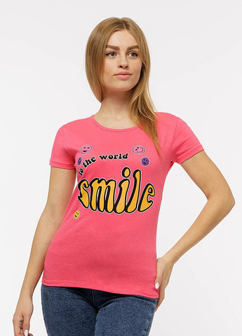 Розовая летняя женская футболка No Brand
