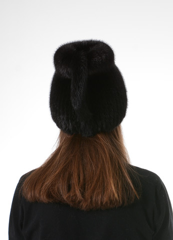 В'язана зимова жіноча шапка з натурального хутра норки Меховой Стиль кубанка хвостик (257305012)