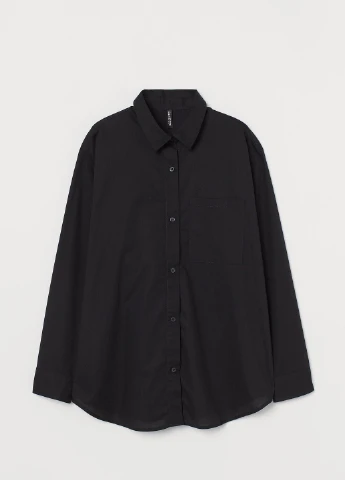Черная кэжуал рубашка однотонная H&M