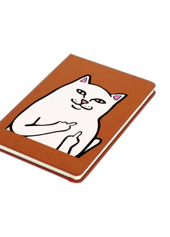 Блокнот А5 мем Белый Кот с пальцем (meme Cat Middle finger) Оранжевый (92228-2851-OG) MobiPrint (257327040)