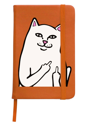 Блокнот А5 мем Білий Кіт з пальцем (meme Cat Middle finger) Помаранчевий (92228-2851-OG) MobiPrint (257327040)