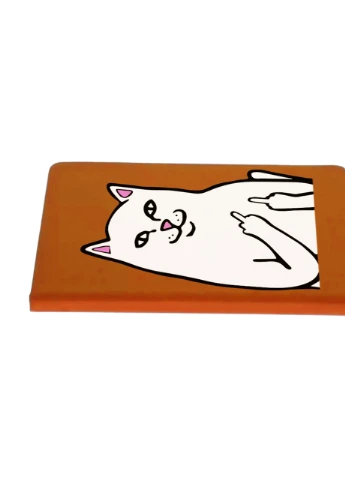 Блокнот А5 мем Белый Кот с пальцем (meme Cat Middle finger) Оранжевый (92228-2851-OG) MobiPrint (257327040)