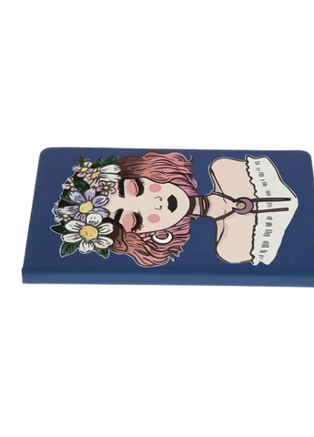 Блокнот А5 Дівчина з квітами (Girl with flowers) Темно-синій (92228-2841-NB) MobiPrint (257326150)