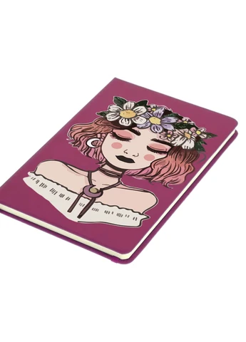 Блокнот А5 Дівчина з квітами (Girl with flowers) Малиновий (92228-2841-FU) MobiPrint (257323116)