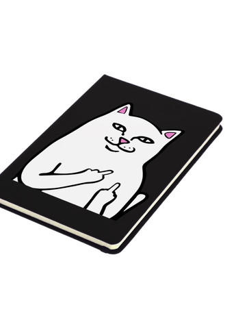 Блокнот А5 мем Белый Кот с пальцем (meme Cat Middle finger) Черный (92228-2851-BK) MobiPrint (257327951)