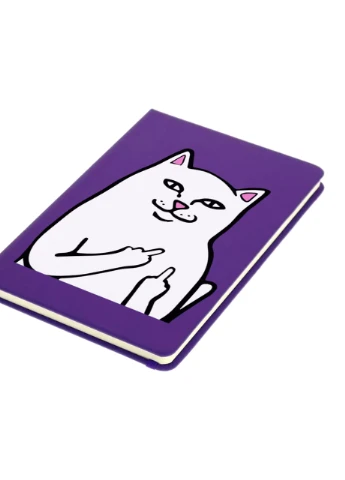 Блокнот А5 мем Белый Кот с пальцем (meme Cat Middle finger) Фиолетовый (92228-2851-PU) MobiPrint (257325032)