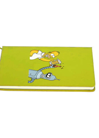 Блокнот А5 Бендер Футурама Гомер Сімпсони Салатовий (92228-2037-LM) MobiPrint (257328943)