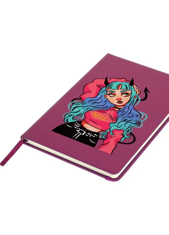 Блокнот А5 Дівчина демон (Cute Girl Illustration Art) Малиновий (92228-2838-FU) MobiPrint (257325267)