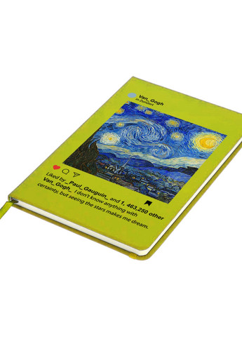 Блокнот А5 Инстаграм Звёздная ночь Винсент Ван Гог (Instagram van Gogh) Салатовый (92228-2965-LM) MobiPrint (257327999)