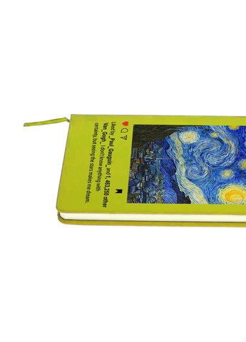 Блокнот А5 Инстаграм Звёздная ночь Винсент Ван Гог (Instagram van Gogh) Салатовый (92228-2965-LM) MobiPrint (257327999)