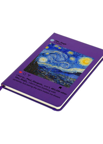 Блокнот А5 Инстаграм Звёздная ночь Винсент Ван Гог (Instagram van Gogh) Фиолетовый (92228-2965-PU) MobiPrint (257327600)
