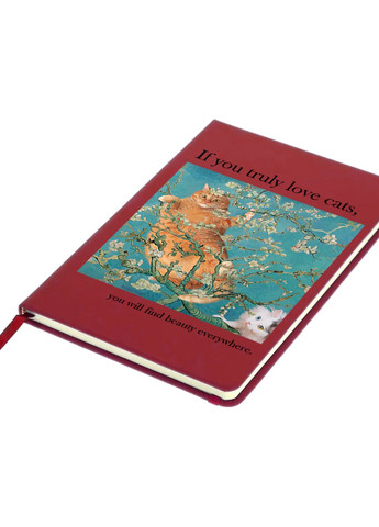 Блокнот А5 Кіт Вінсент Ван Гог (Vincent van Gogh Cat) Червоний (92228-2963-RD) MobiPrint (257329103)