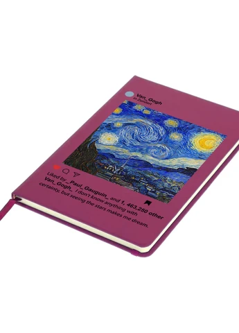 Блокнот А5 Інстаграм Зоряна ніч Вінсент Ван Гог (Instagram van Gogh) Малиновий (92228-2965-FU) MobiPrint (257322621)