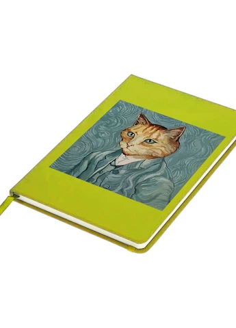 Блокнот А5 Кіт Вінсент Ван Гог (Vincent van Gogh Cat) Салатовий (92228-2959-LM) MobiPrint (257329018)