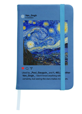 Блокнот А5 Инстаграм Звёздная ночь Винсент Ван Гог (Instagram van Gogh) Светло-голубой (92228-2965-SK) MobiPrint (257327721)