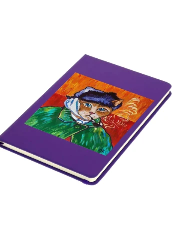 Блокнот А5 Кіт Вінсент Ван Гог (Vincent van Gogh Cat) Фіолетовий (92228-2958-PU) MobiPrint (257324664)