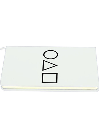 Блокнот А5 Трикутник Квадрат Коло Гра в кальмара (Squid Game) Білий (92228-3373-WT) MobiPrint (257324773)