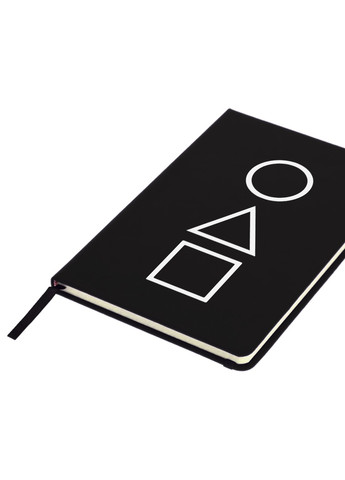 Блокнот А5 Трикутник Квадрат Коло Гра в кальмара (Squid Game) Чорний (92228-3374-BK) MobiPrint (257328902)