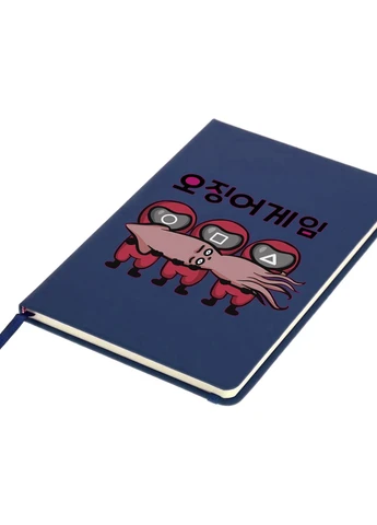 Блокнот А5 Солдаты Игра в кальмара с кальмаром (Squid Game) Темно-синий (92228-3477-NB) MobiPrint (257323610)