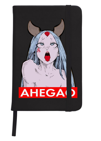 Блокнот А5 Ахегао дівчина-рот лого(Ahegao girl logo) Чорний (92228-3509-BK) MobiPrint (257327751)