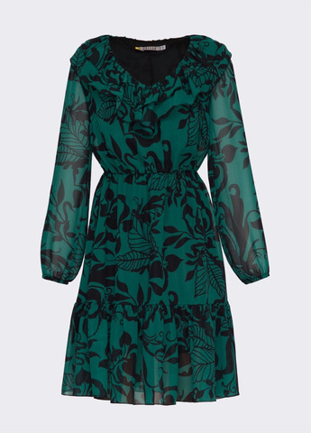 Зелена кежуал зелене плаття з принтом і воланом знизу Dressa
