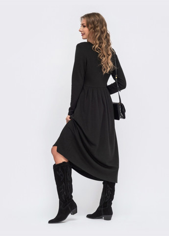 Чорна кежуал чорне кежуал плаття-міді з ангори з фіксованим запахом однотонне Dressa однотонна