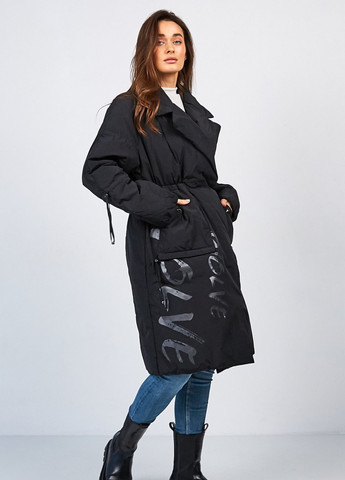 Черное демисезонное Тренч-кокон Lora Duvetty