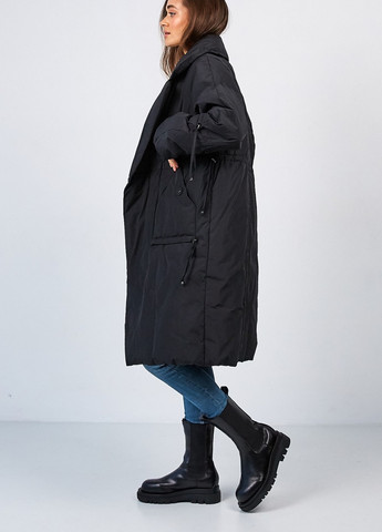 Черное демисезонное Тренч-кокон Lora Duvetty