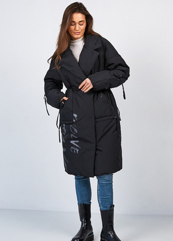 Черное демисезонное Тренч-кокон Lora Duvetty