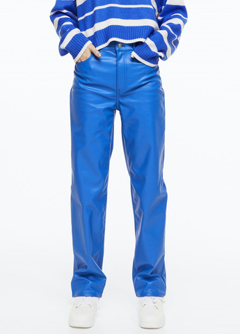 Голубые кэжуал демисезонные брюки H&M