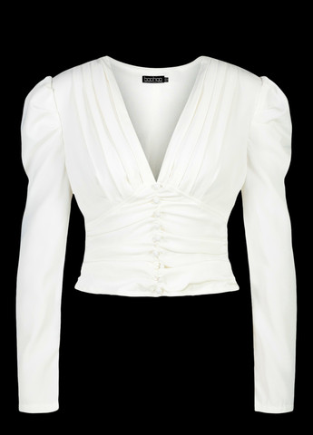 Айвір блуза укорочена з гудзиками айворі Boohoo